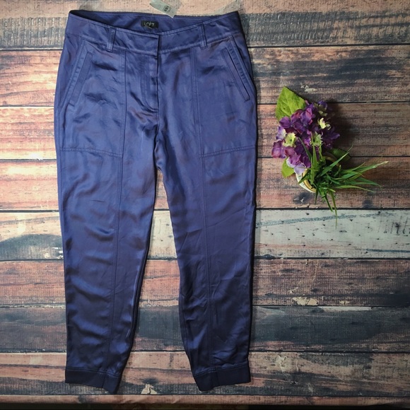 blue satin cargo pants